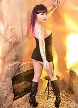 Kelly is Hotter than Fire as She Cums beside the FIreplace